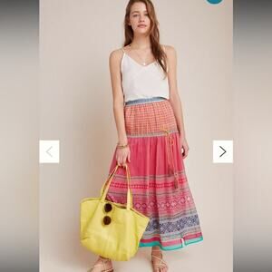 NWT Anthropology tanvi kedia Maxi Skirt tassels boho size M